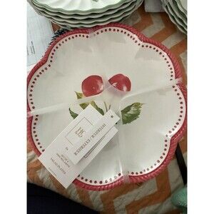 House & Garden Scalloped Cherry Fruit Melamine Salad Plates 9" Spring Summer-4Pc